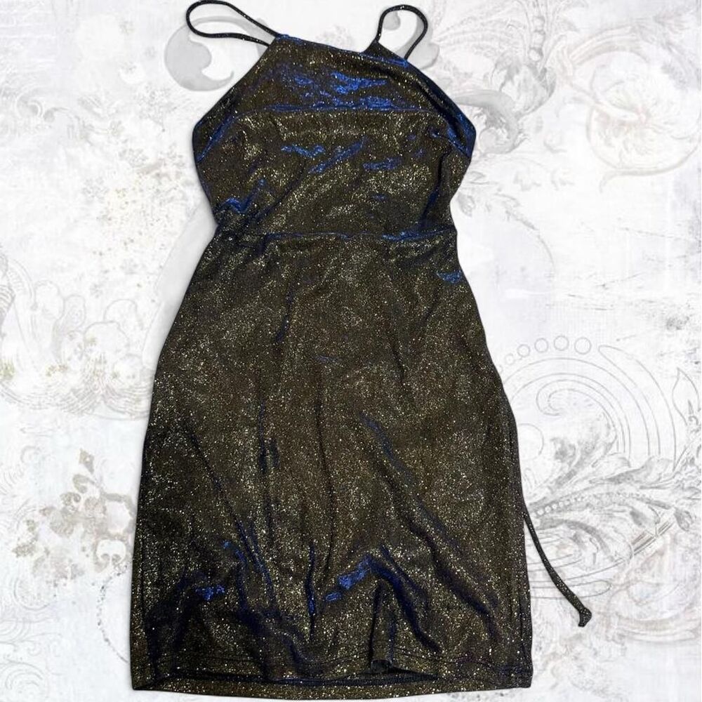 Fashion-nova Women's Gold and Green Dress